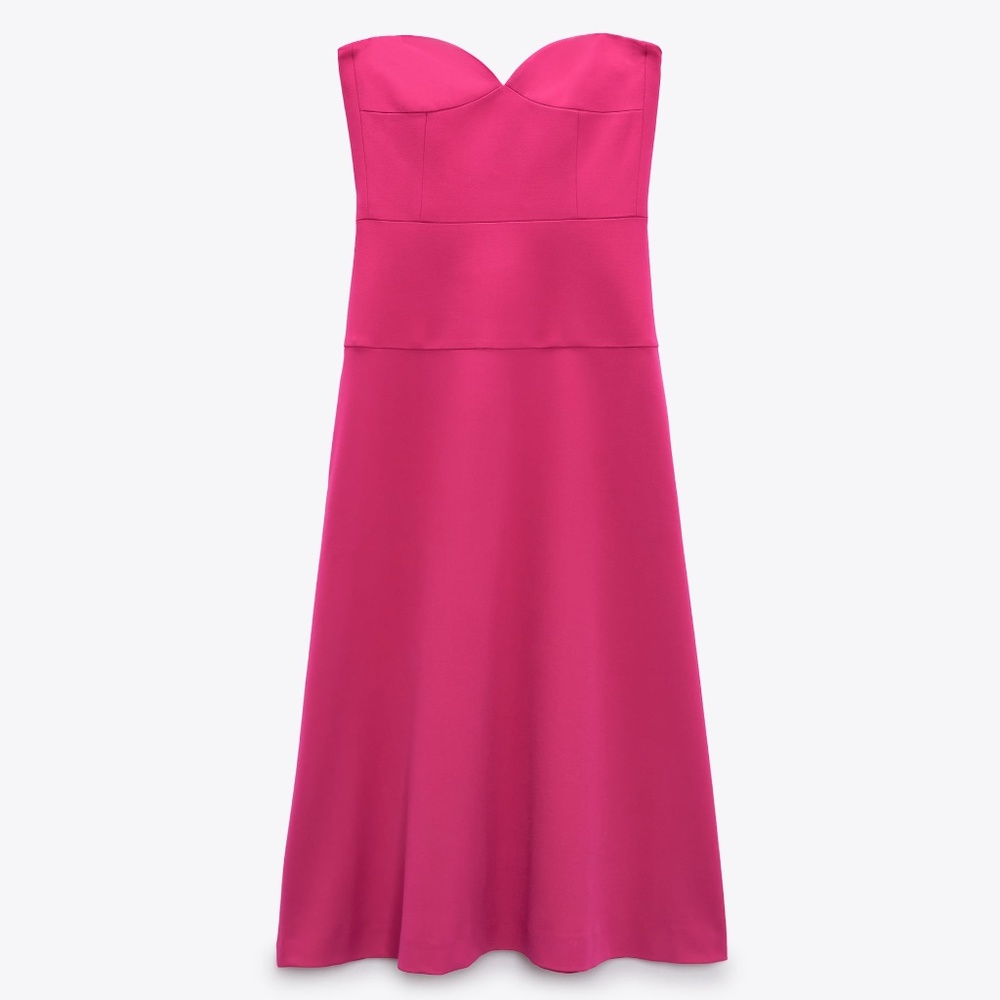 ZARA Corset Bustier Midi Dress Fuchsia BNWT - Picture 8 of 8
